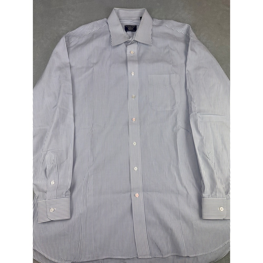 Gitman Bros Belk Mens 17.5X36 Blue White Pinstripe‎ Dress Shirt Long Sleeve USA - Picture 2 of 4